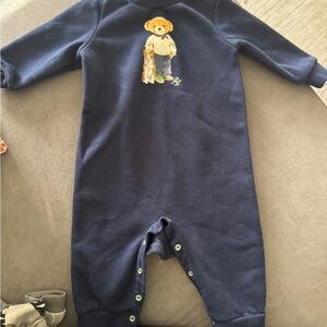 Navy Blue Kids One Piece with Bear Design